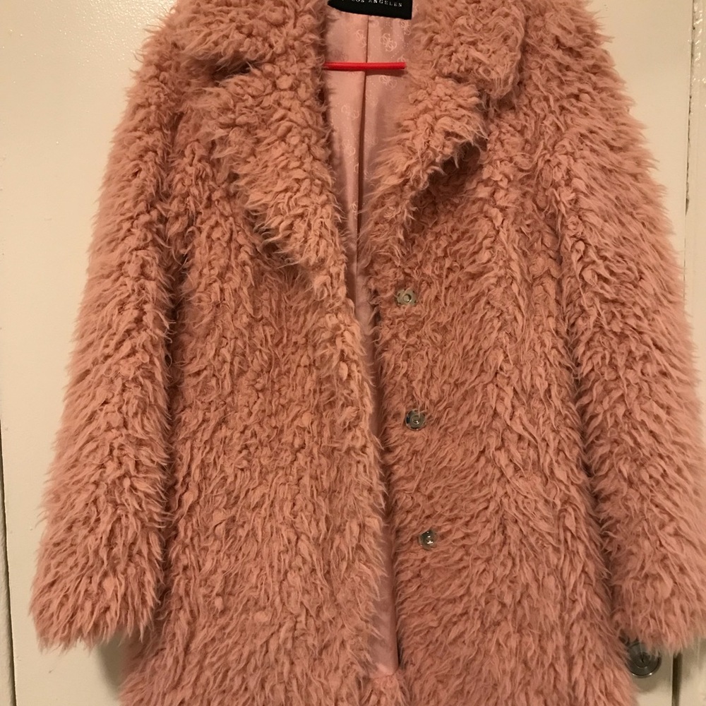Pink fuzzy coat